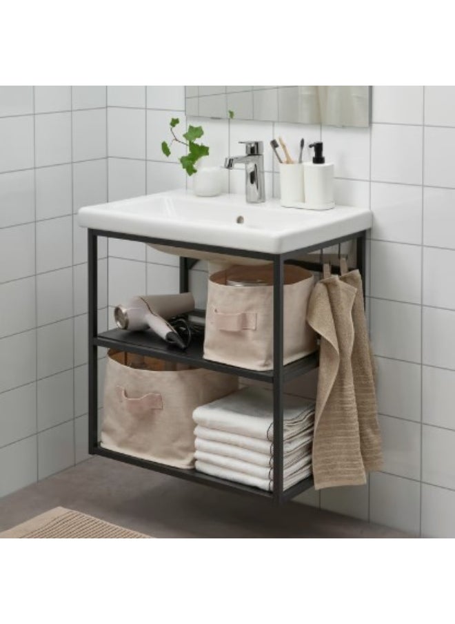 IKEA (IKEA) Storage basket, textile/beige, 30x25x25 cm  - Image 4