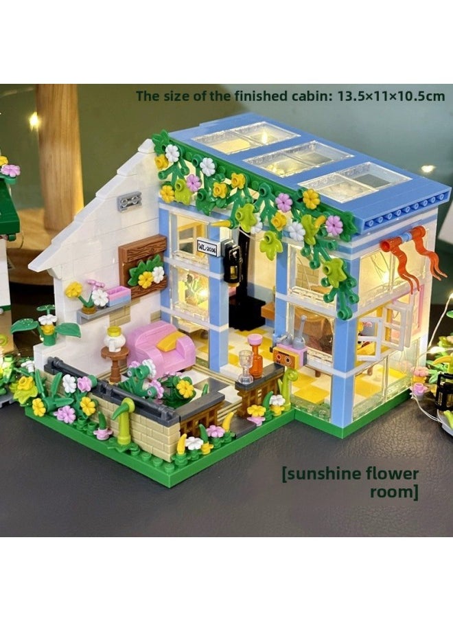 Zhegao 612005 -8 Meets Music Room Dance Studio Building Street Scene Kidsren's Educational Assembled Building Blocks Toy Ornaments-Color:Sunshine Flower Room [618 Particles]  - Image 1