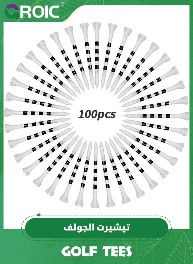GROIC 100 Pcs Golf Tees, 3-1/4"Golf Tees, Bulk Tees Golf Balls Accessories, Bamboo Golf Tees Long Tees for Men Women Clubs Golf Ball Theme Party Accessories  - Image 1