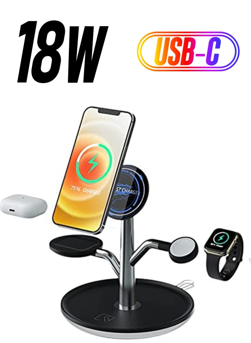 Zikra 3 in 1 Magnetic Wireless Charger, 18W Fixed Frequency Fast Charging Station, Qi-Certified Charging Station - Image 1