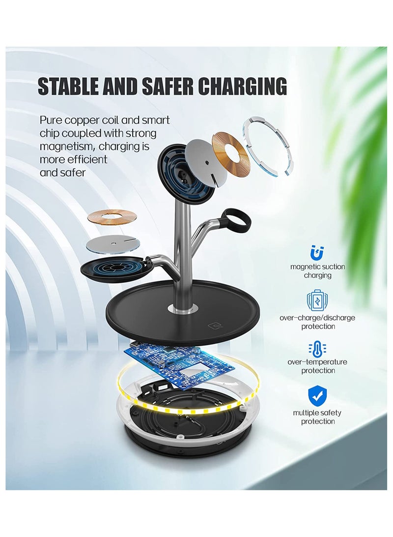 Zikra 3 in 1 Magnetic Wireless Charger, 18W Fixed Frequency Fast Charging Station, Qi-Certified Charging Station - Image 2