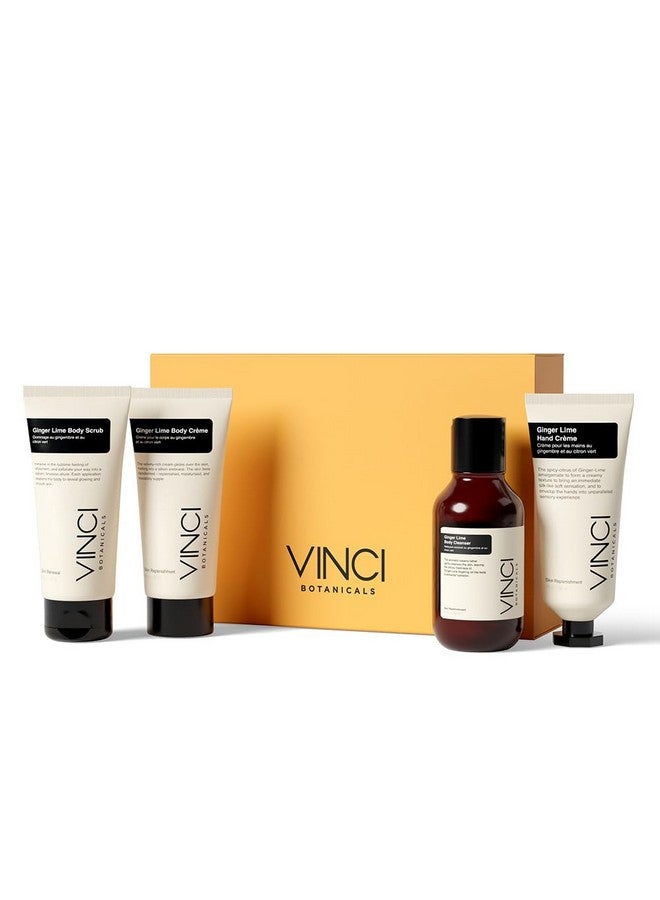 Vinci Botanicals مجموعة هدايا فينشي بوتانيكالز زنجبيل ليمون | كريم يد، غسول جسم، كريم جسم، مقشر جسم | ينظف، يلمع ويرطب البشرة | رائحة حمضيات منعشة | أحجام سفر | أساسيات يومية | عبوة من 4 - Image 1