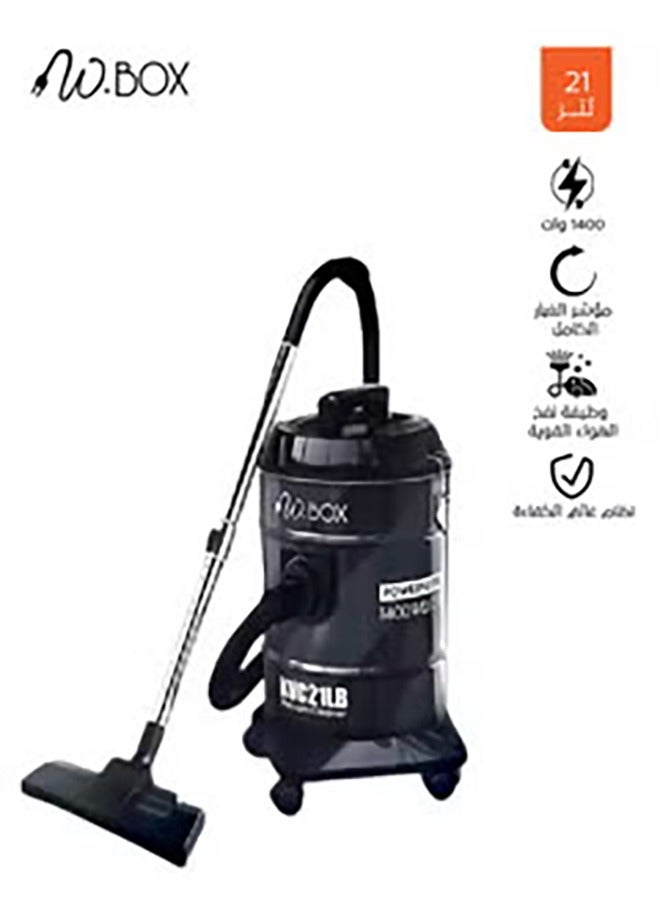 دبليو بوكس مكنسة كهربائية برميلية - 21 لتر - 1400 واط، أسود*رمادي | KVC21LB - Image 1