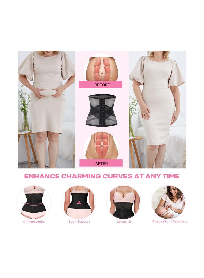 Waist Trainer for Women Tummy Control Body Shaper Breathable Cross Mesh Corset Waist Cincher Shapewear Girdle Workout Trimmer Girdle Hourglass Body Shaper for Women XL - Image 2