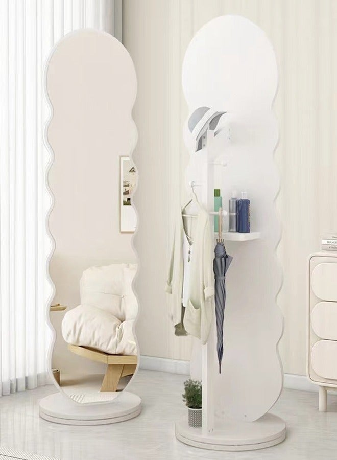 رافين متعددة الوظائف الدورية الكلمة كامل طول الجسم خلع الملابس مرآة غرفة نوم الكلمة مستقرة قاعدة معطف وكاب تخزين الرف غرفة نوم غرفة المعيشة الأثاث 46x166 سم - Image 1