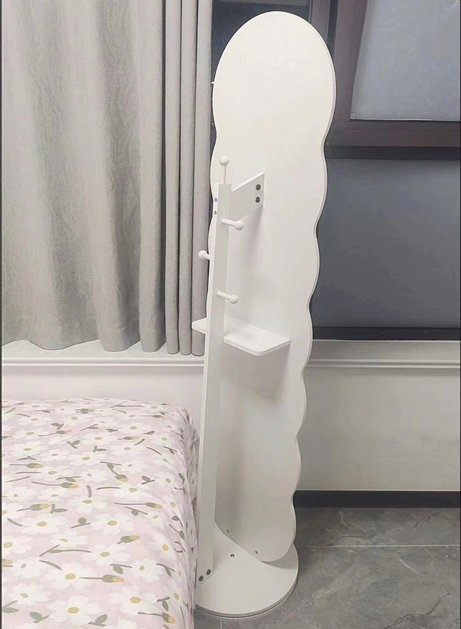 رافين متعددة الوظائف الدورية الكلمة كامل طول الجسم خلع الملابس مرآة غرفة نوم الكلمة مستقرة قاعدة معطف وكاب تخزين الرف غرفة نوم غرفة المعيشة الأثاث 46x166 سم - Image 4