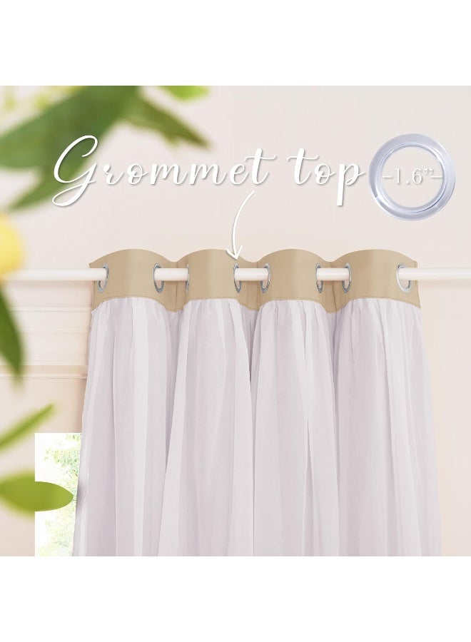 PONY DANCE Sheer Curtains Blackout  Light Blocking Window Treatments Panels for Bedroom Cortinas para Sala Modernas 52 by 63 inches Biscotti Beige Set of 2 - Image 5