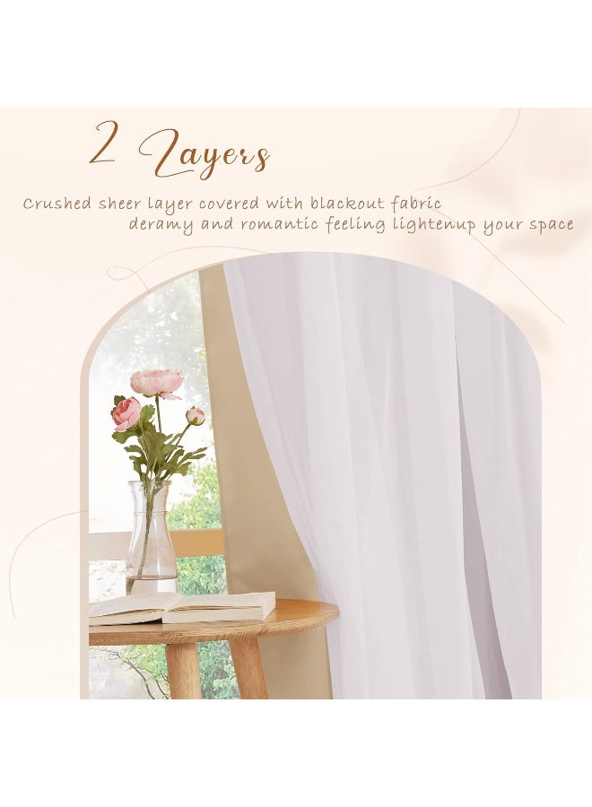 PONY DANCE Sheer Curtains Blackout  Light Blocking Window Treatments Panels for Bedroom Cortinas para Sala Modernas 52 by 63 inches Biscotti Beige Set of 2 - Image 3