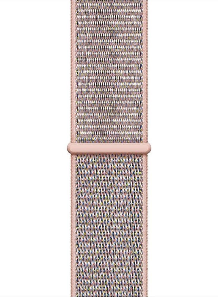 سوار بديل من النايلون لساعة آبل iWatch لسلسلة 44 مم باللون الوردي الذهبي - Image 2