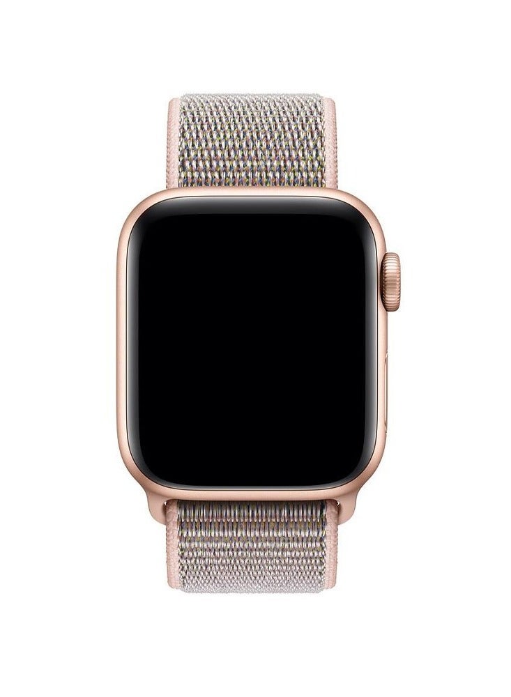 سوار بديل من النايلون لساعة آبل iWatch لسلسلة 44 مم باللون الوردي الذهبي - Image 3