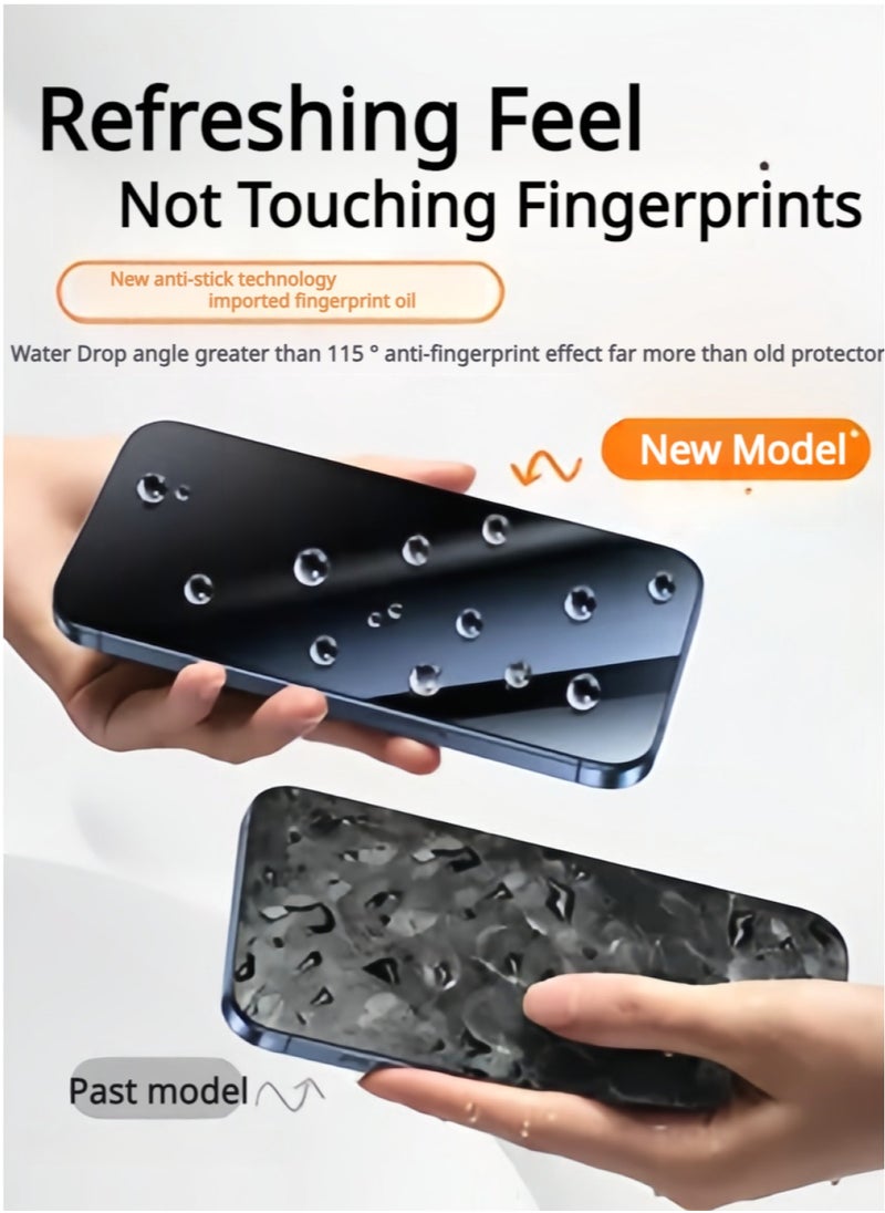 Generic iPhone 16 Pro Screen Protector 6.3 Inch HD Clear With a Webcam Cover Military Grade Phone Receiver Dustproff Protection Scratch Resistant, Anti-Fingerprint, Bubble Free, 9H Tempered Glass Film For iPhone 16 Pro-2Pack Clear  - Image 3