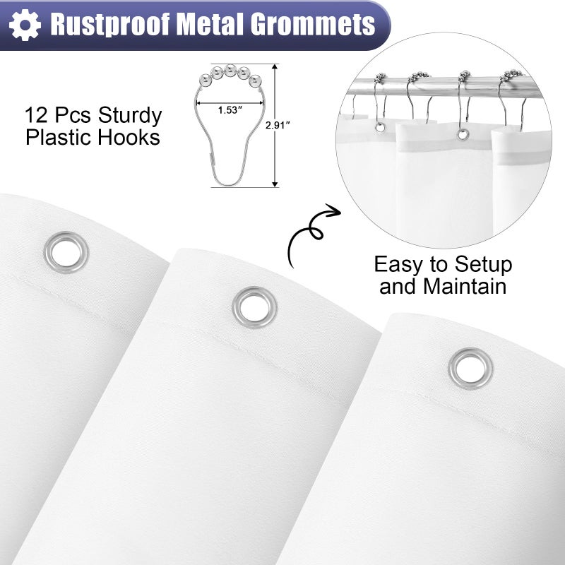 OLANLY Luxury Navy and White Ombre Shower Curtain Sets with 12 Hooks  Waterproof and Washable Decorative Shower Curtains for Bathroom  72x72 Inches - Image 5