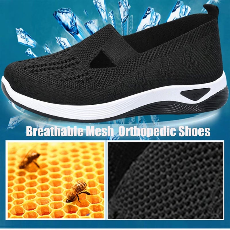 EURO JOY Orthopedic Walking Shoes for Women,2025 New Orthowalkway Womens Shoes,Woven Orthopedic Breathable Walking Sneaker Non-Slip Arch Support Slip on Shoes Black 41 - Image 5