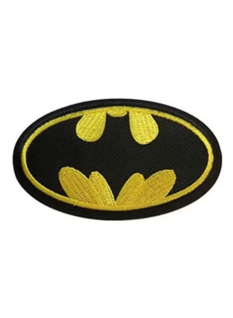 Batman Logo Applique Iron-On Patch Black/Yellow 9.6x5.6cm - Image 1