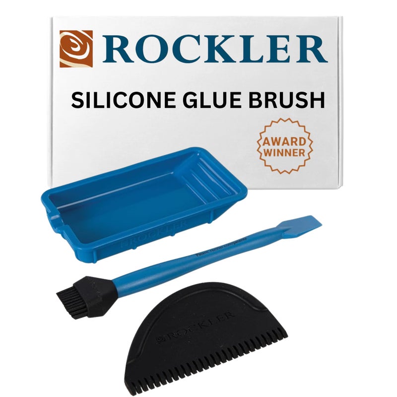 Rockler Silicone Glue Applicator Kit 3 Piece Glue Applicator Set Includes Glue Brush Glue Tray Glue Spreader Rinse Woodworking Glue Applicator Kit wWater Not Safe for Food Use