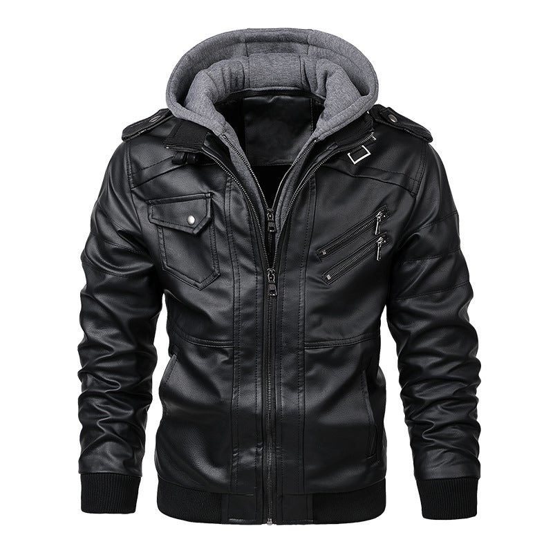 Wish Leather Jacket Men Slim Fit Zipper Pu Jacket Autumn Men Leather Jacket Coat Black - Image 1