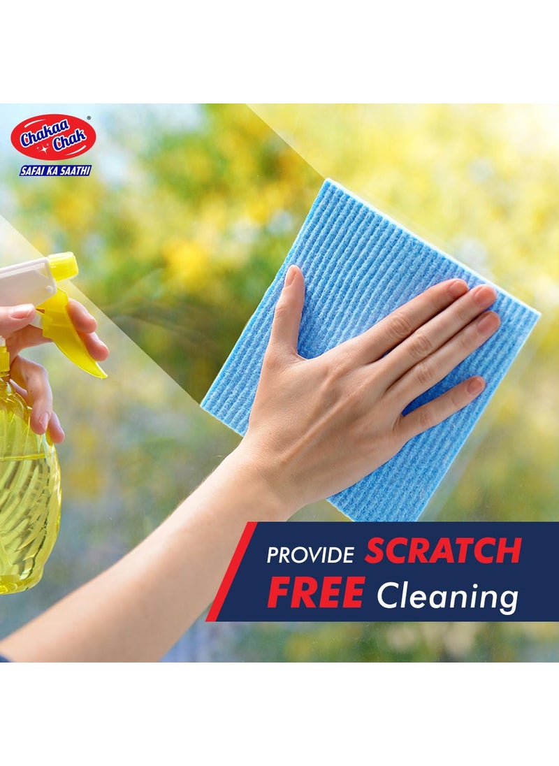 Chakaa chak Chakaachak Super Sponge Wipes for Cleaning Glass Kitchen Slab Metal Surface Appliances Pack of 3 Kitchen Needs Reusable Multicolour Cleaning Cloth for Kitchen  - Image 2