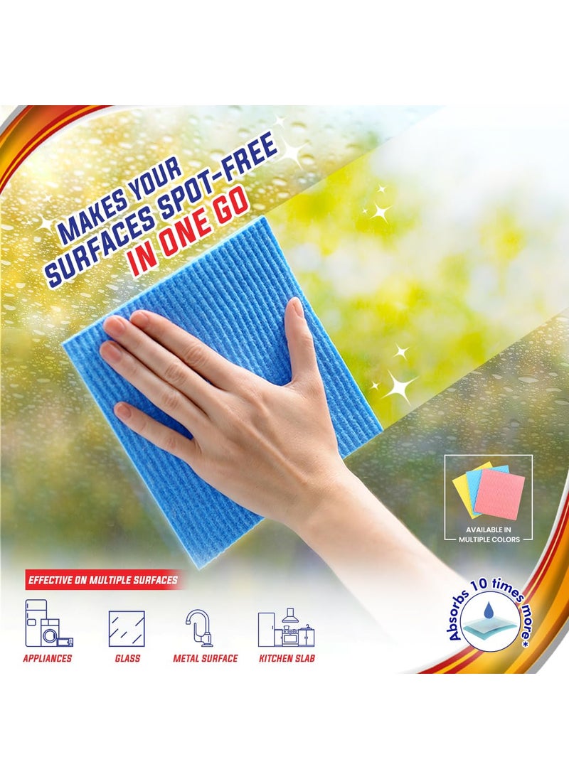 Chakaa chak Chakaachak Super Sponge Wipes for Cleaning Glass Kitchen Slab Metal Surface Appliances Pack of 3 Kitchen Needs Reusable Multicolour Cleaning Cloth for Kitchen  - Image 4