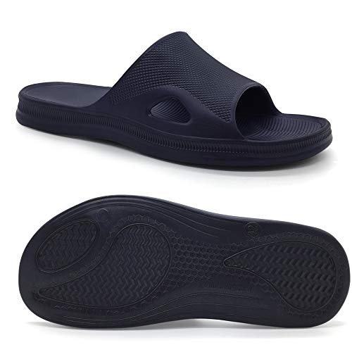 FUNKYMONKEY Bathroom Shower Sandal Mens Womens Indoor Home Beach Non Slip Slippers (12 M US, Dark Blue) - Image 3