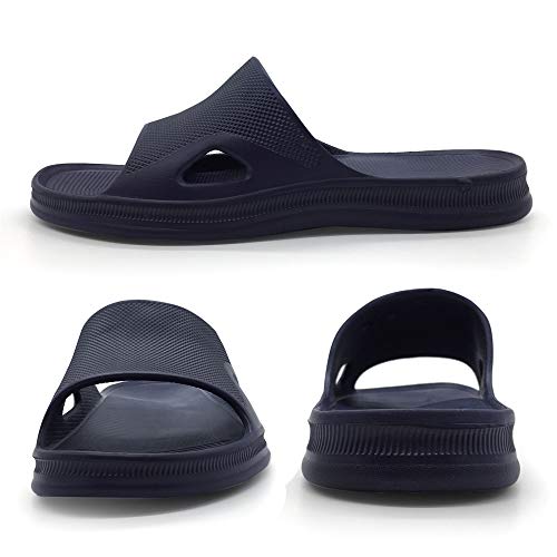 FUNKYMONKEY Bathroom Shower Sandal Mens Womens Indoor Home Beach Non Slip Slippers (12 M US, Dark Blue) - Image 2