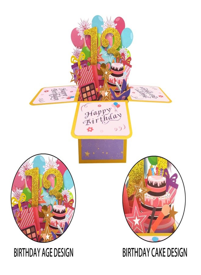 Asmallgf Happy 13th Birthday Pop Up Card for Girl Boy, Sweet Thirteen Year Old Birthday Gift Idea for Daughter Niece, Funny 13 Bday 3D Greeting Card for Him Friends - Image 4