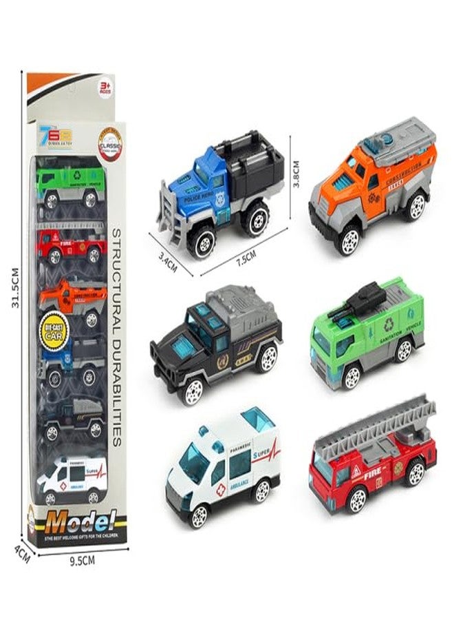 Galaxy Hi-Tech Police Alloy Model Metal Cars 6 Pcs Vehicles, Racing Cars Play Set for Toddlers,Boys Die-Cast Car Set, Birthday Decorations Gift Movie Vehicle Small Racing Car for Kids - Image 2
