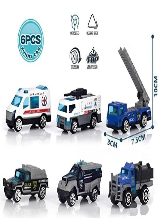 Galaxy Hi-Tech Police Alloy Model Metal Cars 6 Pcs Vehicles, Racing Cars Play Set for Toddlers,Boys Die-Cast Car Set, Birthday Decorations Gift Movie Vehicle Small Racing Car for Kids - Image 4