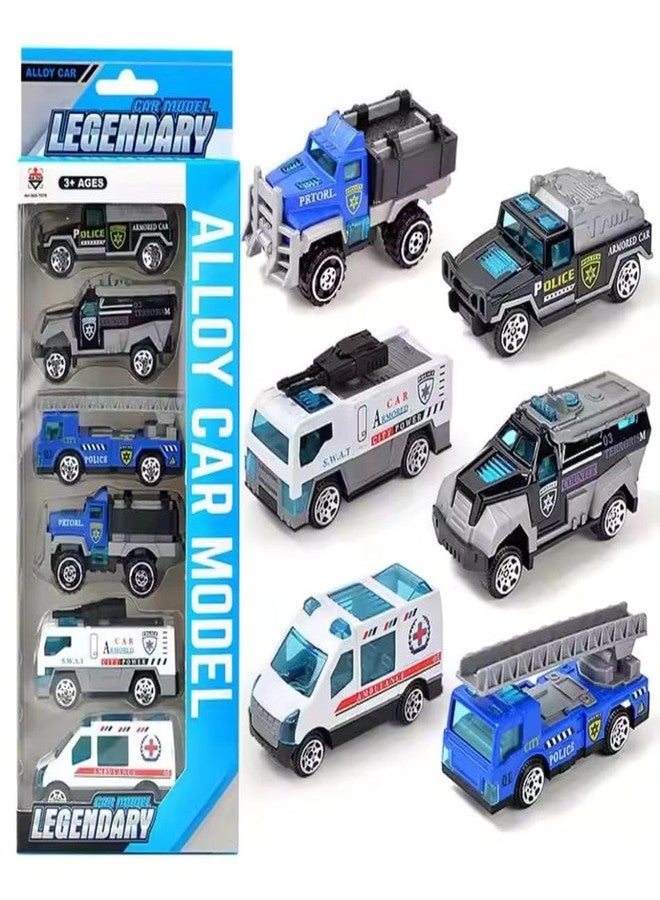 Galaxy Hi-Tech Police Alloy Model Metal Cars 6 Pcs Vehicles, Racing Cars Play Set for Toddlers,Boys Die-Cast Car Set, Birthday Decorations Gift Movie Vehicle Small Racing Car for Kids - Image 1