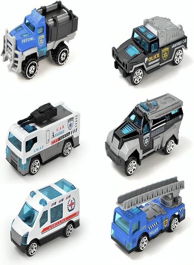 Galaxy Hi-Tech Police Alloy Model Metal Cars 6 Pcs Vehicles, Racing Cars Play Set for Toddlers,Boys Die-Cast Car Set, Birthday Decorations Gift Movie Vehicle Small Racing Car for Kids - Image 3