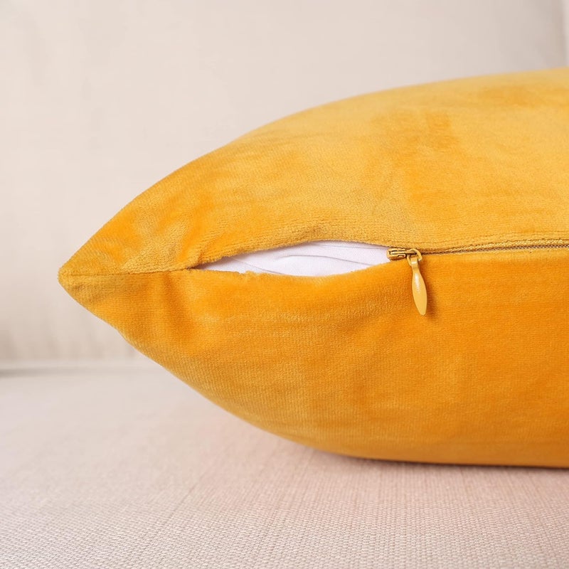 MZPSO Pack of 2, Velvet Super Soft Solid Decorative Square Throw Pillow Covers Set Cushion Case for Sofa Bedroom Car 12 x 20 Inch 30 x 50 cm Gold - Image 4
