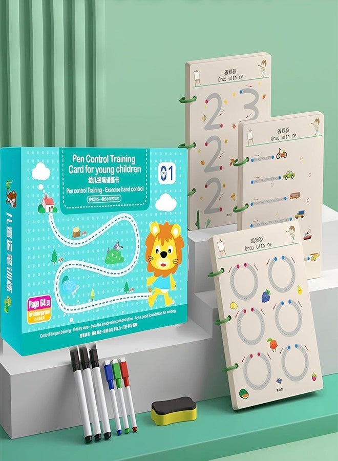 WEPTIX® Magical Tracing Workbook Set 64 Pages Alphabet & Number Writing Practice Book for Kids Reusable Handwriting Pen Control Training for Preschool Learning (Magical Tracing) - Image 3