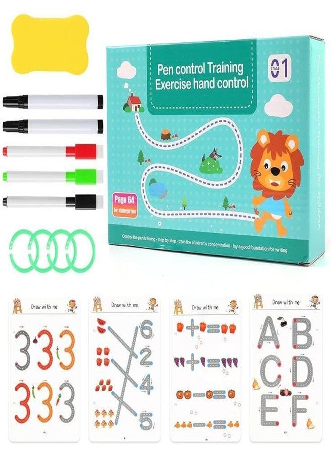 WEPTIX® Magical Tracing Workbook Set 64 Pages Alphabet & Number Writing Practice Book for Kids Reusable Handwriting Pen Control Training for Preschool Learning (Magical Tracing) - Image 1