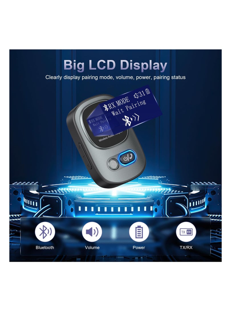 Excefore Bluetooth 5.3 Transmitter and Receiver, Bluetooth Adapter Audio with LED Display, Hand-Free Call 3.5mm Bluetooth Aux Adapter, Support TF Card, Volume Control, Navigation, for PC, TV, Home Audio - Image 3