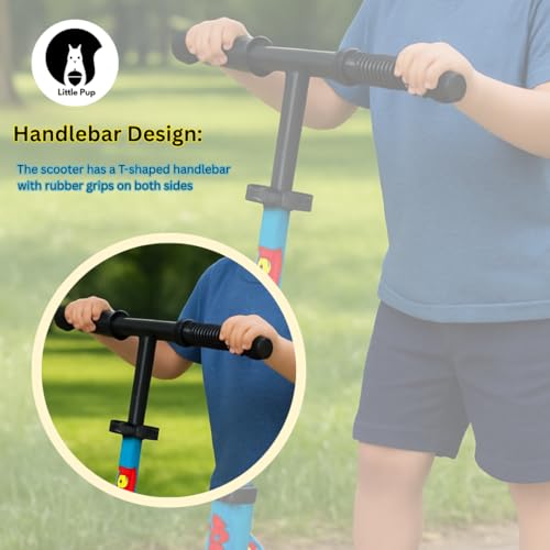 Little Pup Kids Scooter with LED Light Up Wheels, Foldable Design, Height Adjustable,Black and Blue, 2-Wheel Kick Scooter for Kids - Image 2