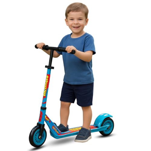 Little Pup Kids Scooter with LED Light Up Wheels, Foldable Design, Height Adjustable,Black and Blue, 2-Wheel Kick Scooter for Kids - Image 1