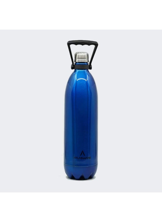 Atlasware Stainless Steel Vacuum Bottle, 2000 Ml - Blue - Image 1