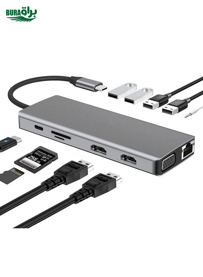 BURAQ WS-04 12-in-1 Type-C Notebook Multi-function Docking Station  - Image 1