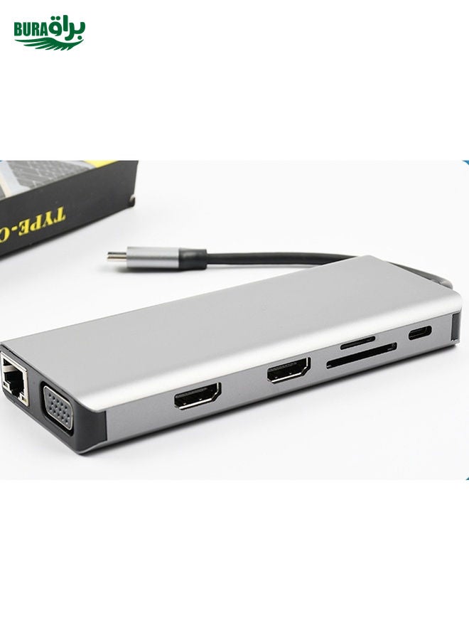 BURAQ WS-04 12-in-1 Type-C Notebook Multi-function Docking Station  - Image 2