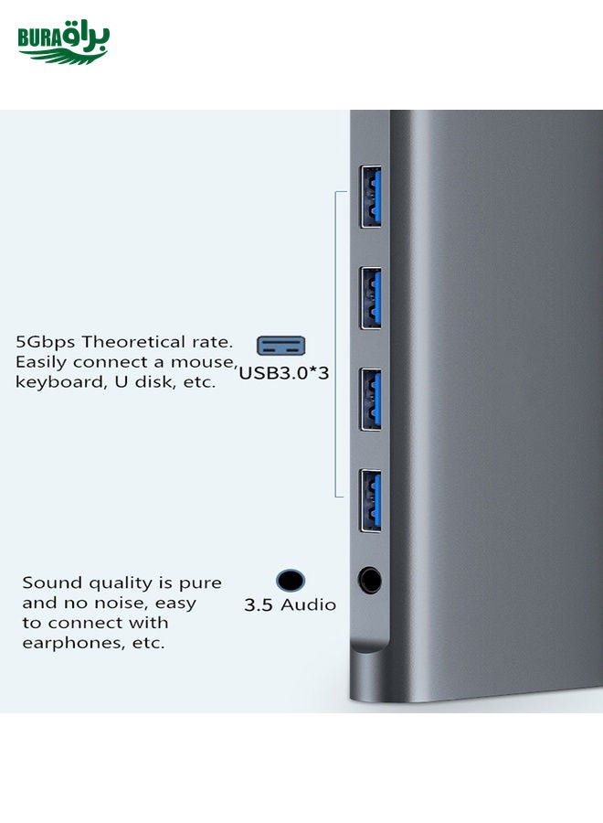 BURAQ WS-04 12-in-1 Type-C Notebook Multi-function Docking Station  - Image 4