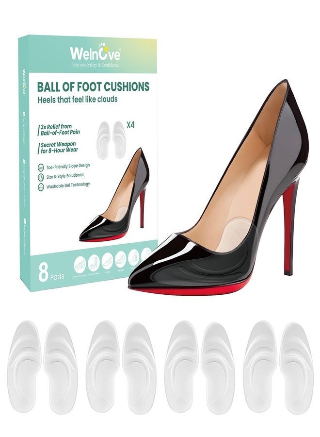 Welnove Gel Ball of Foot Cushions - Welnove 4 Pairs Metatarsal Pads Women Non-Slip Forefoot Cushion Shoes Inserts for Foot Pain Relief, Comfort, Shock Absorption & All-Day Wear in Sandals, High Heels, Flats - Image 5