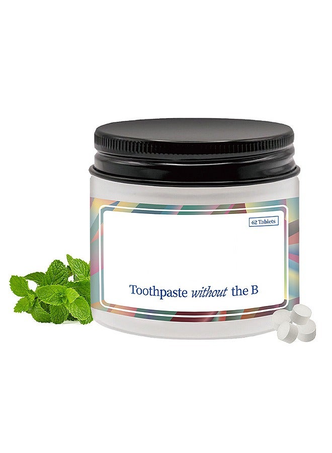 Nob Hill Chewable Toothpaste Tablets, Flouride Free Toothpaste Tabs, Travel Sized Oral Care, Eco Friendly Vegan Dental Tabs for Brushing, Nano Hydroxyapatite Toothpaste, All Natural, Strengthen Teeth 62 Tablets - Image 1