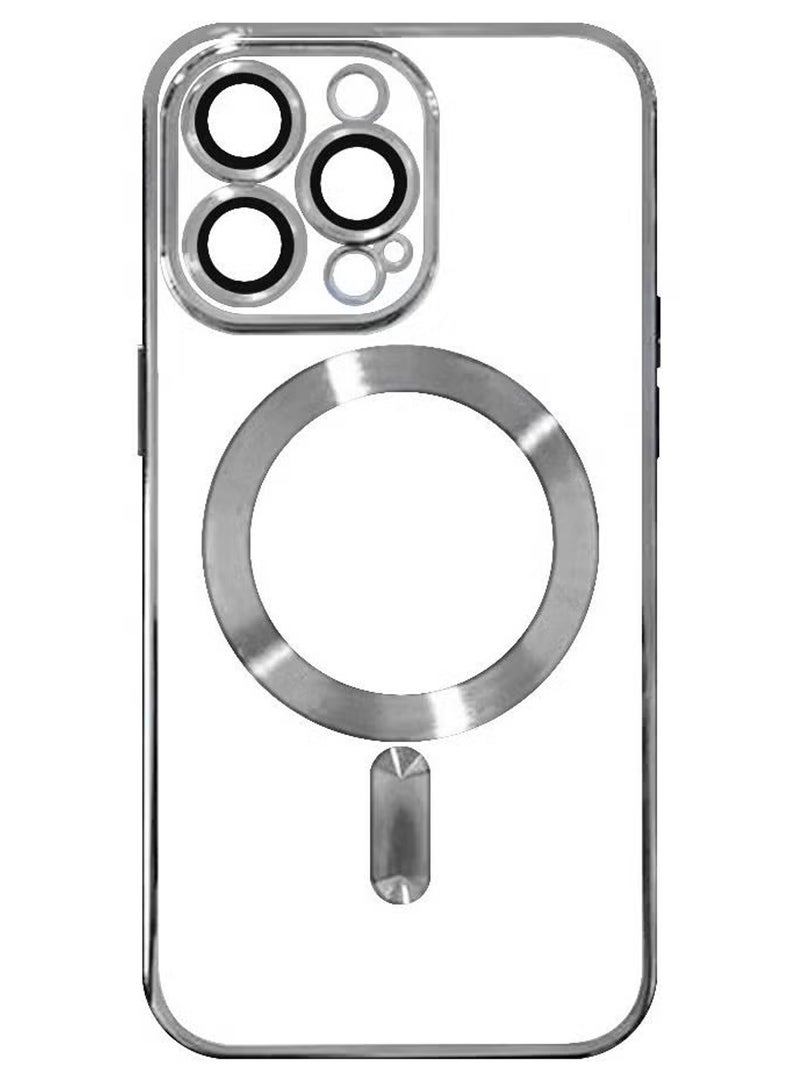 CATANES Electroplated Magnetic Suction Protective Case For Apple iPhone 15 Pro Max Silver - Image 3
