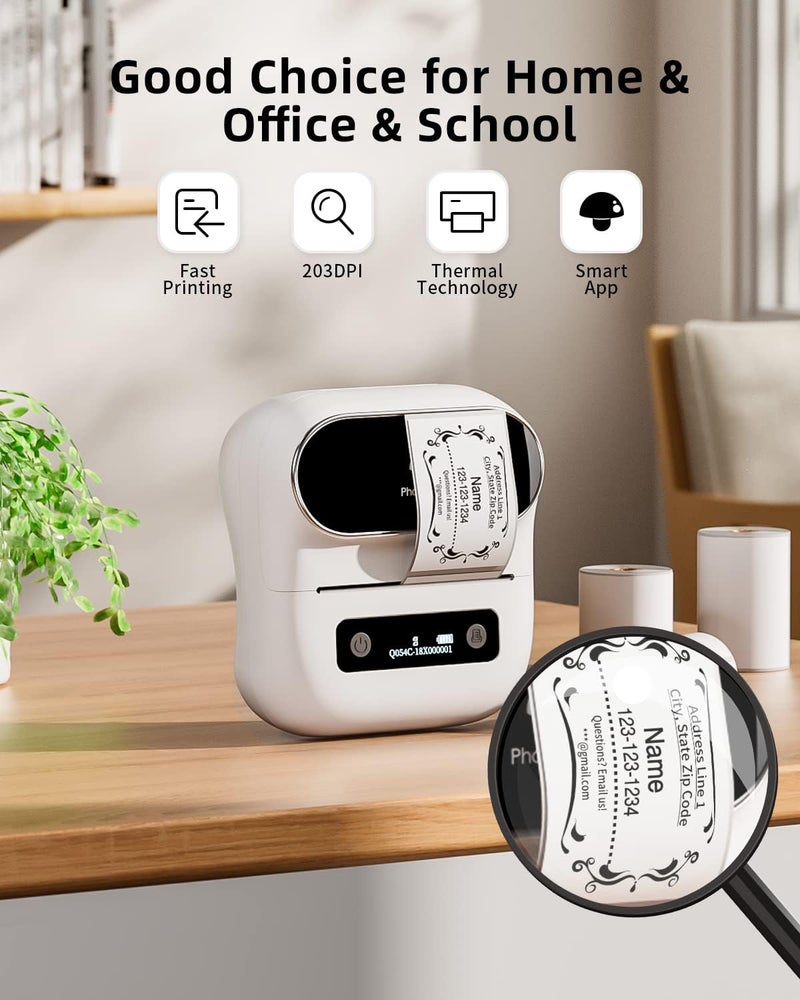 Label Maker, M220 thermal protable Printer with 3rolls, Bluetooth Label Printer for Address, Mailing,white - Image 5