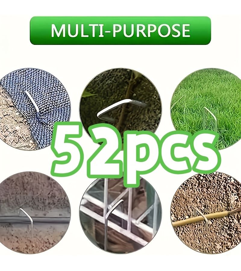 52 Pcs U Shaped Ground Stakes Super Handy Garden Tool 9859 Reusable Smooth Surface Corrosion Resistant Easy To Use For Camping Tent Garden Lawn Beautification - Image 4