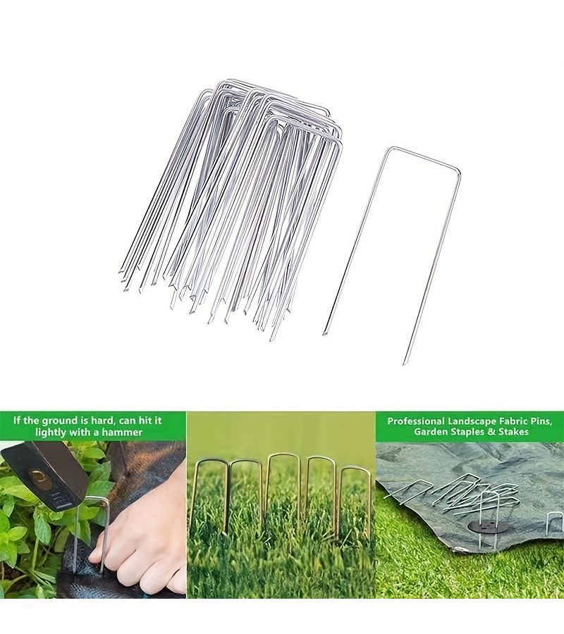 52 Pcs U Shaped Ground Stakes Super Handy Garden Tool 9859 Reusable Smooth Surface Corrosion Resistant Easy To Use For Camping Tent Garden Lawn Beautification - Image 5
