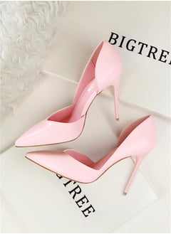 BIGTREE 10.5cm Fashion Simple Slimming Women's Shoes Slim Heels Super High Shallow Mouth Pointed Hollowed Out Single Shoes Pink  - Image 2