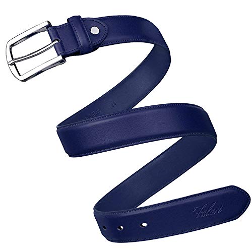 Falari Men Genuine Leather Casual Dress Belt With Single Prong Buckle 9028-NVY-32 - Image 3