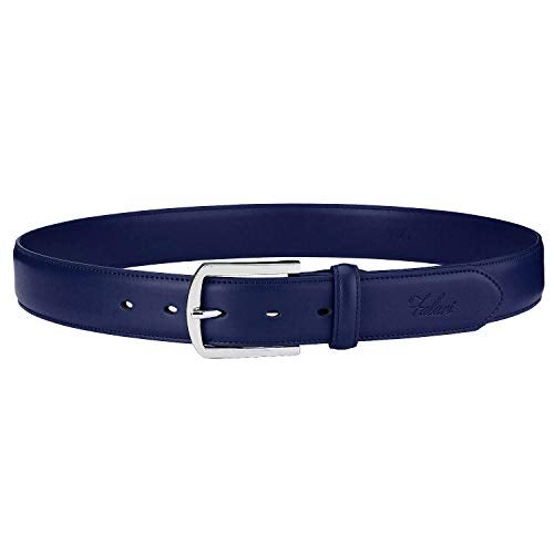 Falari Men Genuine Leather Casual Dress Belt With Single Prong Buckle 9028-NVY-32 - Image 4