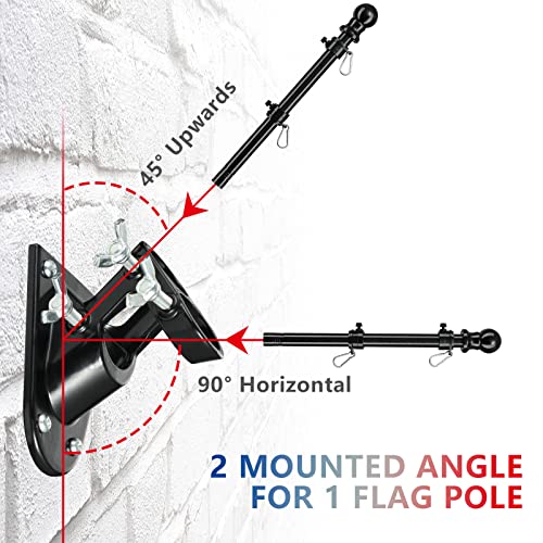 Barcetine American Flag Poles for Outside House - 5ft Tangle Free Flag Pole for House with Holder Bracket,Residential Flagpole Kit for Outdoor Porch Garage - Black - Image 5