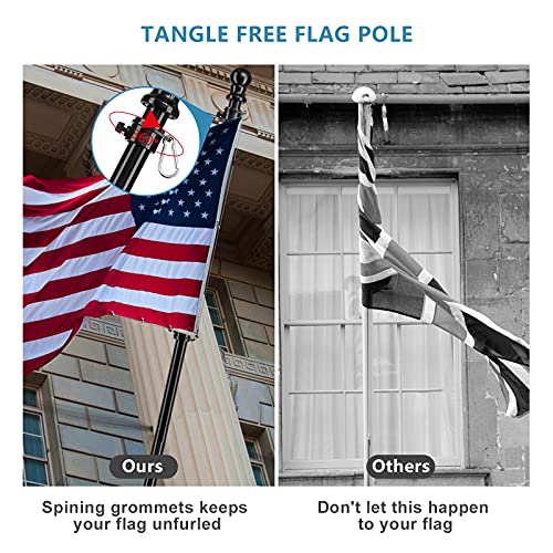 Barcetine American Flag Poles for Outside House - 5ft Tangle Free Flag Pole for House with Holder Bracket,Residential Flagpole Kit for Outdoor Porch Garage - Black - Image 2